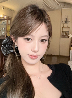 伊芙琳甜茶闪钻高级感网纱发圈