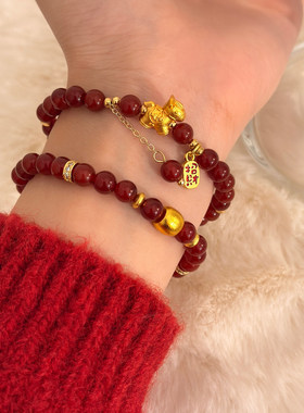 【蜜桃茶】招米小马~红色招财小马串珠手链女2026马年本命年手串