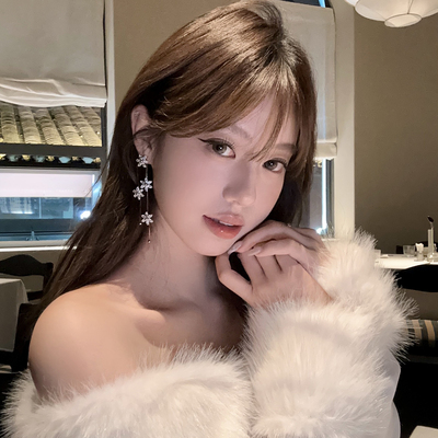 冬日恋书闪锆圣诞雪花流苏耳环