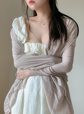 长笙间 特 晚晚智熏huifeng同款围巾披肩沙滩布防晒棉麻丝巾 升级