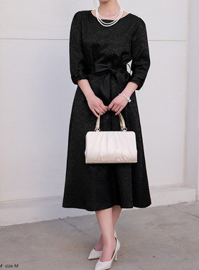 2025年新款圆领宽松连衣裙子夏季日常小礼服春秋季长裙女士88686