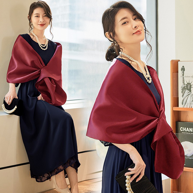 晚宴会小披肩女士新娘敬酒服披风伴娘旗袍外搭婚礼双面围巾88013
