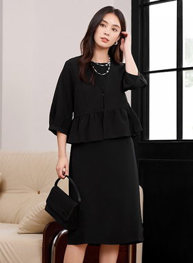 2026年春季连衣裙子七分袖小外套搭配背心裙两件套装裙女士88660