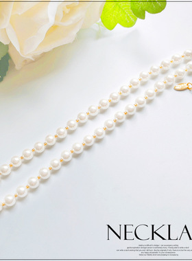 仿珍珠项链女生小香风锁骨链短款脖子颈链百搭配饰品毛衣链子051