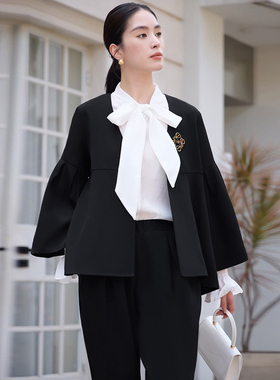 两件套套装裤子新款长袖西装外套哈伦裤春秋季西装套装女士88623