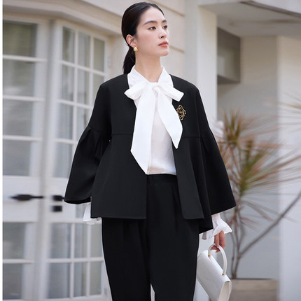 两件套套装裤子新款长袖西装外套哈伦裤春秋季西装套装女士88623
