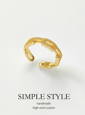 2025开口指环女款百搭食指戒指个性指环气质镂空轻奢微镶戒子E016