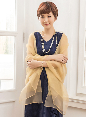 欧根纱小披肩夏季伴娘礼服肩纱薄款坎肩百搭外搭裙子罩衫女88180