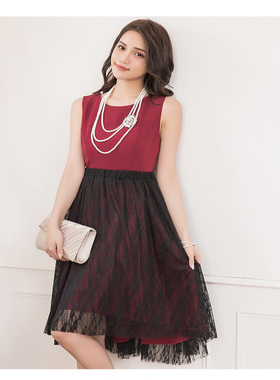 无袖连衣裙子女士两件套装裙春秋冬内搭打底裙背心裙中长裙88289