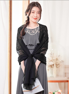 宴会小披肩新娘薄纱巾长丝巾伴娘围巾礼服斗蓬女士旗袍外搭88595