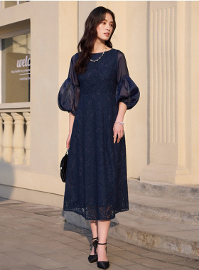 夏季蕾丝连衣裙子女士生日宴会晚礼服长裙中长款小礼服裙子88652