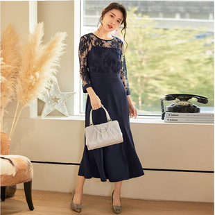 夏季蕾丝拼接鱼尾裙假两件套裙连衣裙优雅晚礼服女士长裙子88606