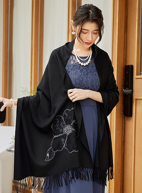 新款披肩结婚礼围巾晚宴会旗袍斗蓬外披风女士纯色保暖围脖88395
