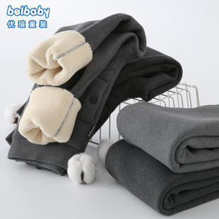 男童加绒保暖裤儿童羊羔毛打底裤中大童加厚秋裤宝宝棉裤内穿冬季