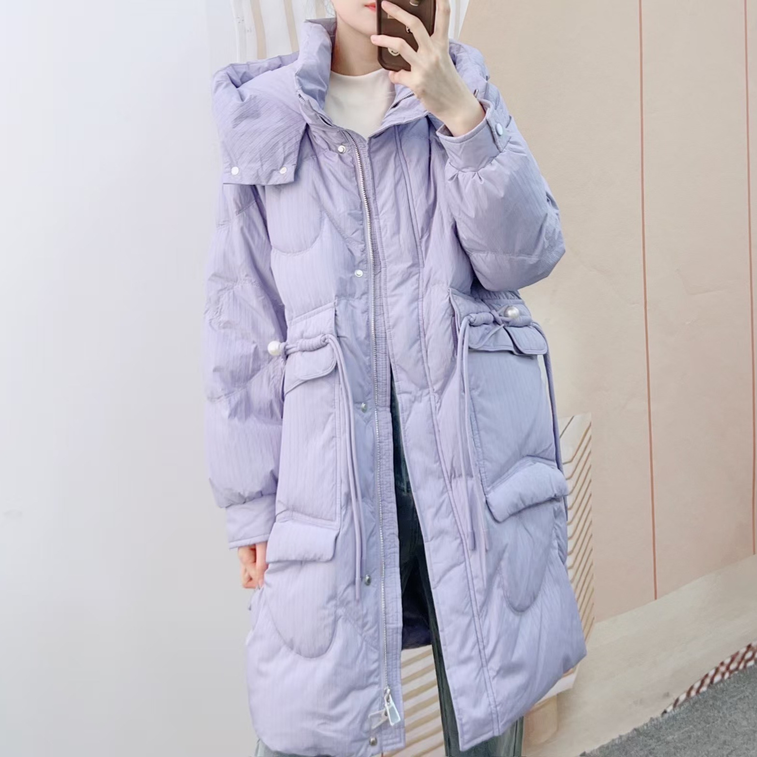 来此购 女士2025冬新品专柜品牌时尚休闲韩版百搭厚款中长羽绒服