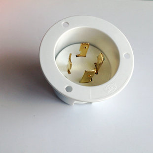 30A250V3P附接地4P大功率电机插头LK-6432F1法兰安装台湾隆光LKEW