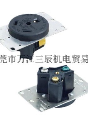 UL认证美式RV5-30R30A125V3P黑色直式暗装电源86型三插插座面板