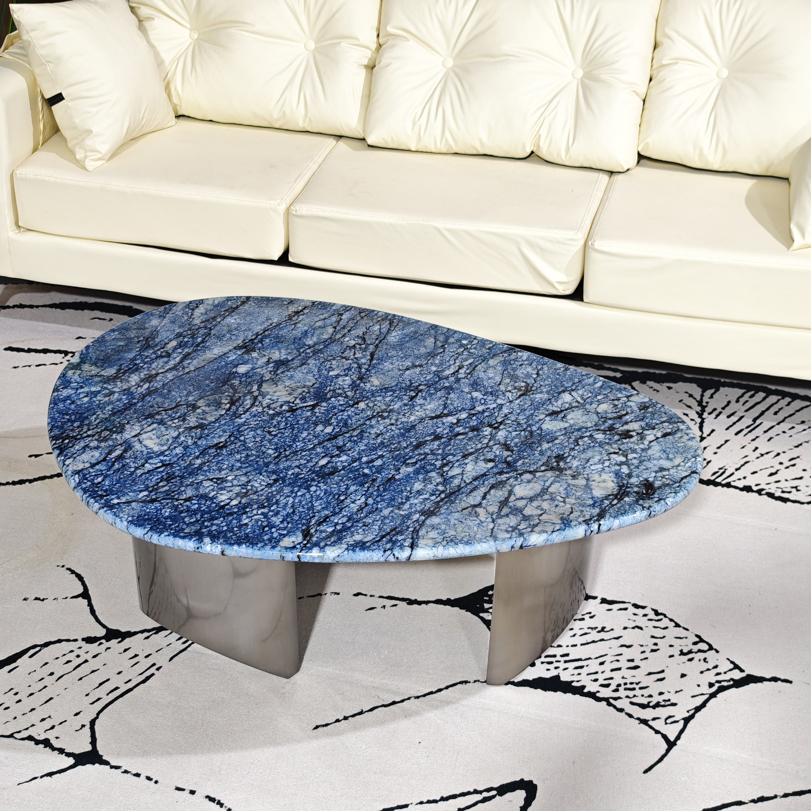 轻奢天然大理石茶几水滴形茶几小户型椭圆设计师茶几边几组合茶桌,住宅家具,茶几,淘宝优惠券,粉丝福利购,淘宝优惠卷