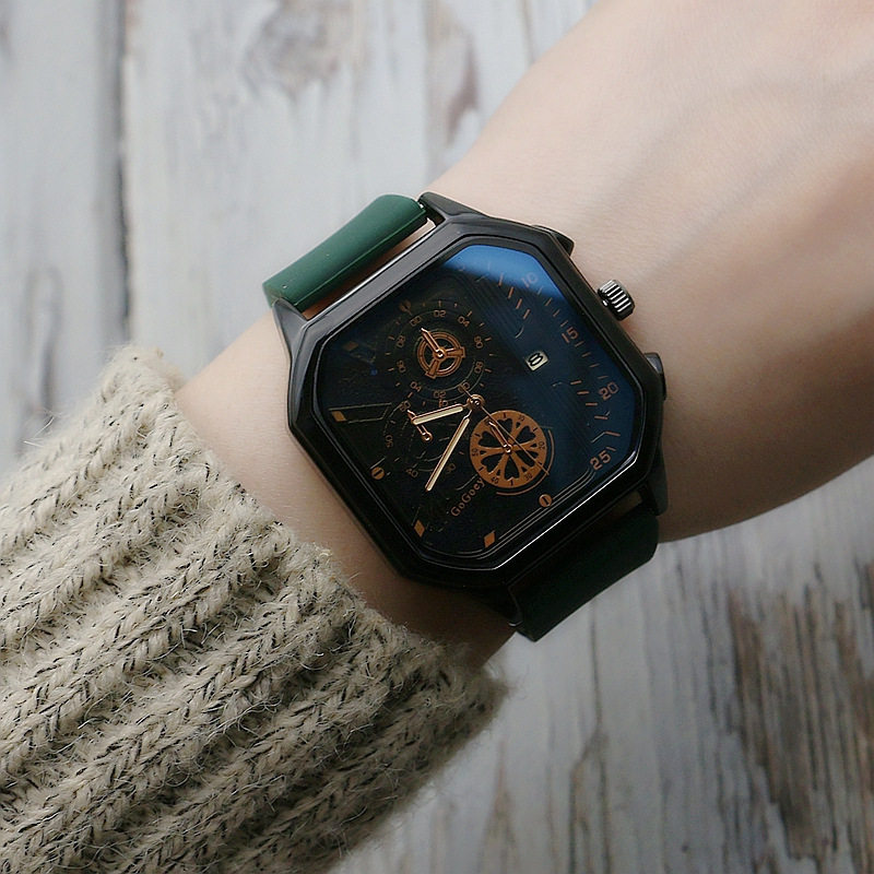 仿针多边形女表网红直播女士手表石英表女生胶带表硅胶带手表228