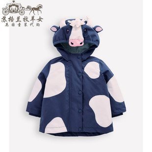 英国mini Boden童装代购 男女童26春新 蓝色奶牛长袖风衣大衣外套