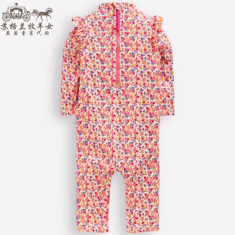 英国mini Boden童装代购 女童女婴26春夏 碎花防晒长袖连体游泳衣