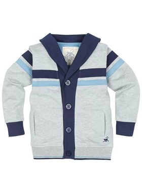 现货清仓英国Monsoon童装 男童 灰色条纹 百搭长袖 毛衣针织开衫