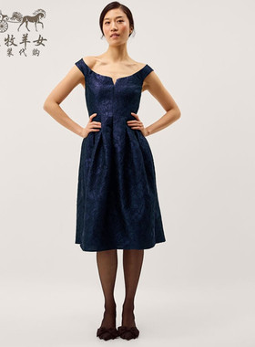 英国Monsoon代购 女装26春新款 蓝色提花吊带中长礼服裙连衣裙子