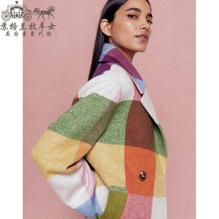 英国Boden代购 女装26春新款 英伦格子双排扣长袖羊毛呢大衣外套