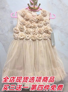 现货英国mamas&papas女童夏款 3D花朵生日礼服薄纱公主裙连衣裙子