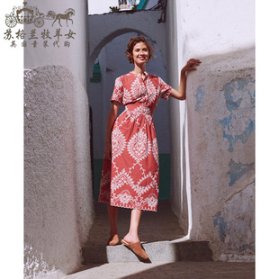 英国Boden代购 女装26春新款 英伦绣花短袖中长裙衬衫裙连衣裙子