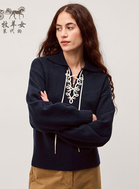 英国Monsoon代购 女装26春新款 英伦蓝色百搭长袖套头毛衣针织衫