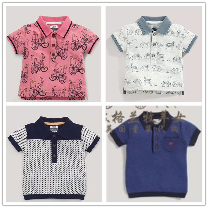 现货英国mamas&papas男童夏款 自行车印花 百搭短袖polo衫T恤上衣