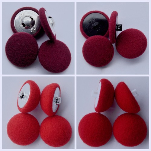 包布高档红色毛呢大衣纽扣