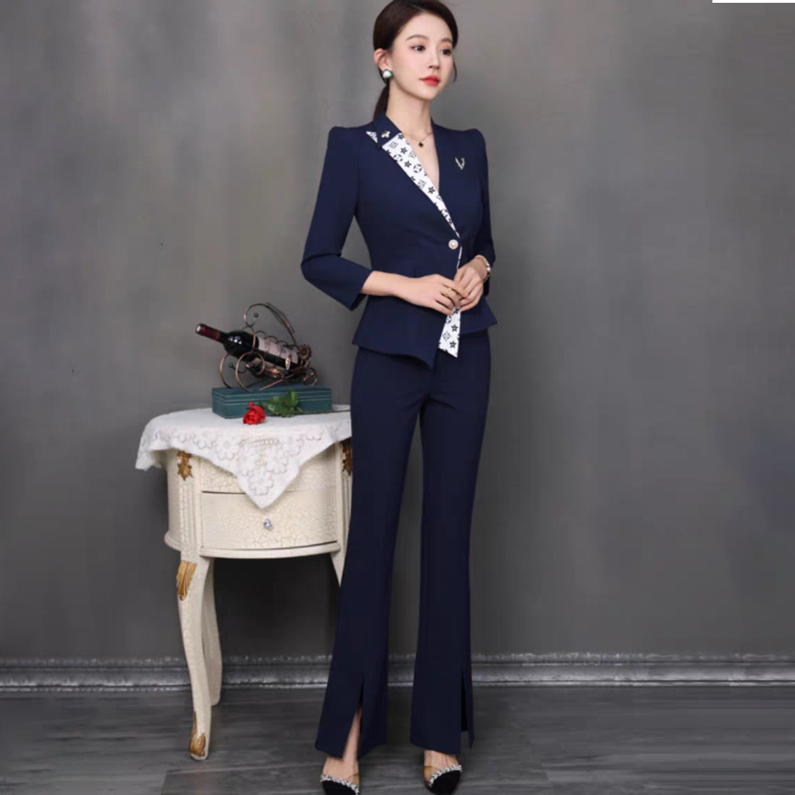 新款夜总会ktv公主工作服酒店包厢足浴技师修身长裤女服务员制服