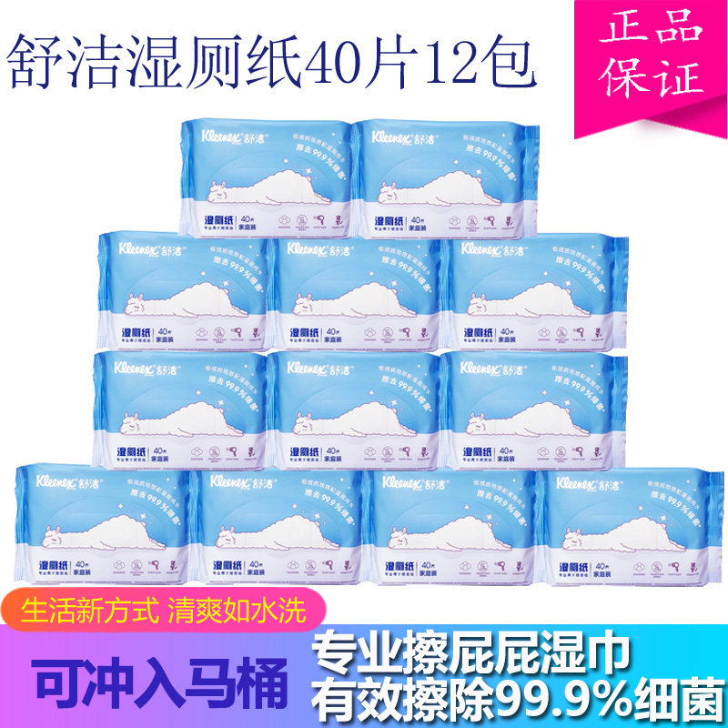 舒洁湿厕纸成人男女啪啪儿童私处孕期厕所痔疮液体湿纸巾40片12包