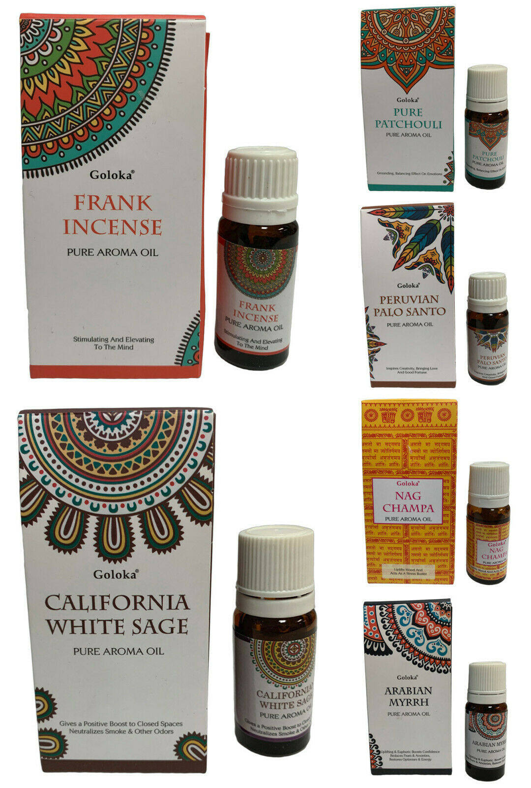 Goloka香熏精油白鼠尾草Palo Santo没药纯广藿香Nag Champa精油