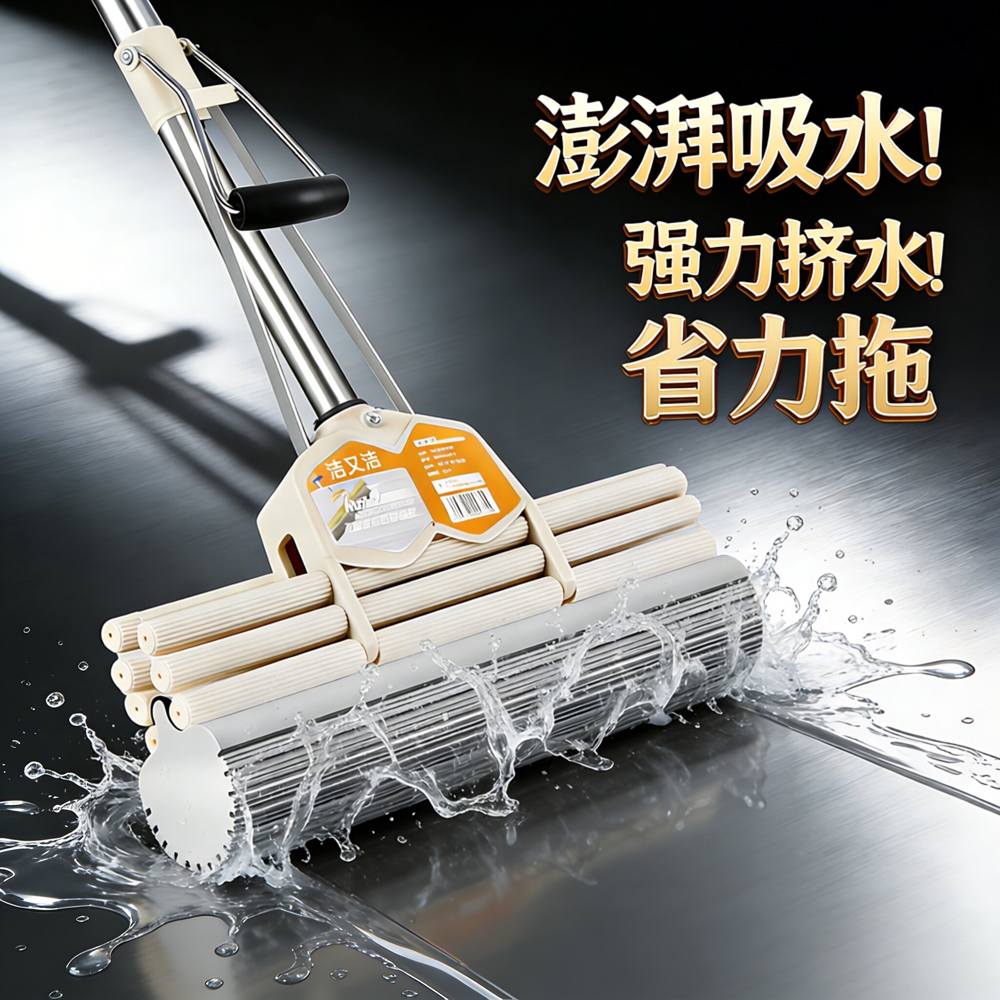 升级版官方海绵拖把家用大号滚轮挤水耐用结实超强吸水免手洗胶棉
