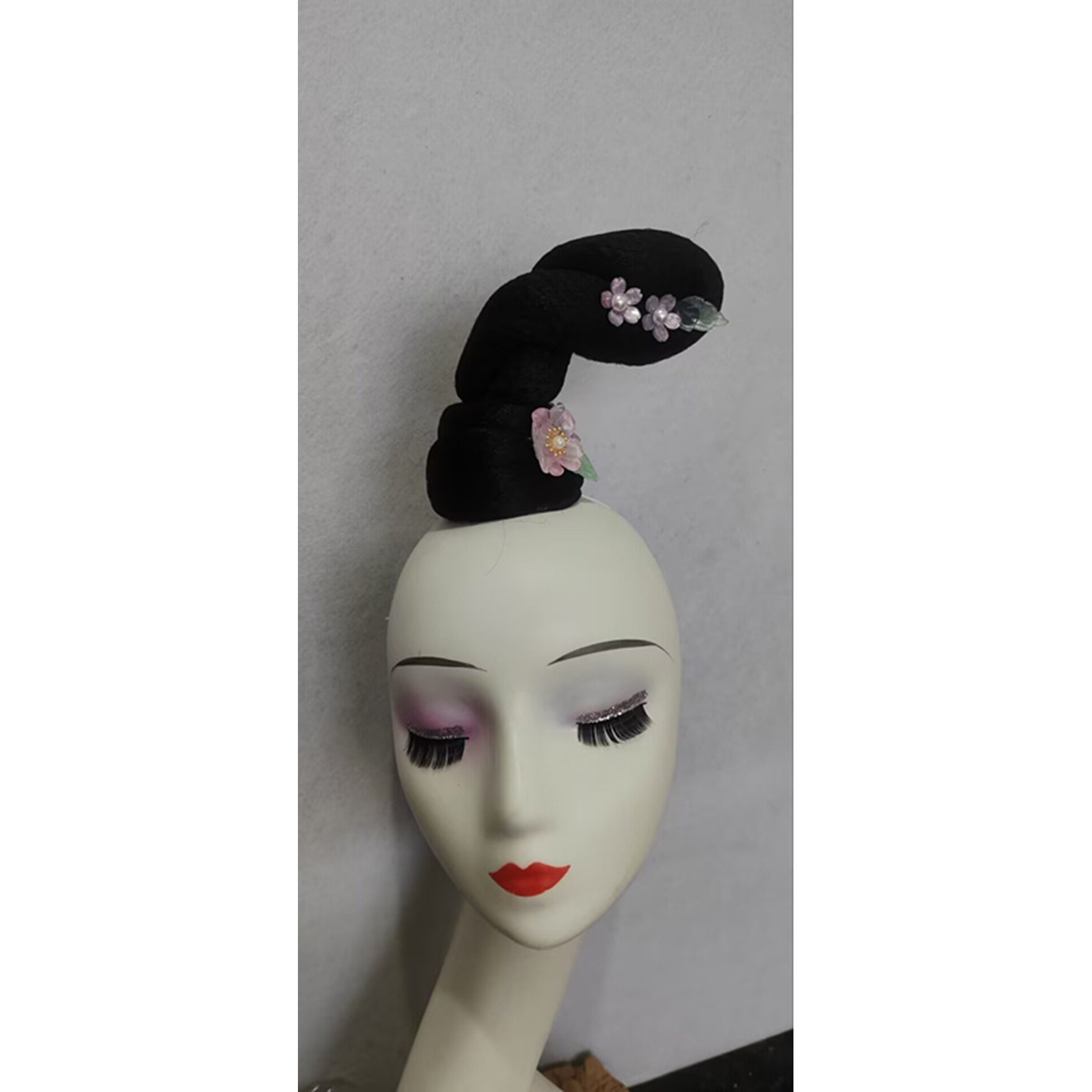 古典舞蹈头饰黑色蓝花发箍儿童演出珍珠装饰表演头饰