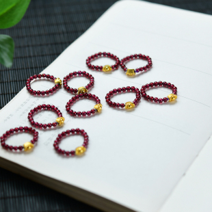 天然10A紫牙乌石榴石戒指女款 百搭饰品礼物送女友 玉石指环时尚