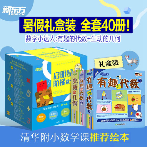 礼盒版全套40册 数学小达人：有趣的代数1+有趣的代数2+生动的几何启明星阶梯数学馆小学数学基础思维绘本专项练习新东方童书