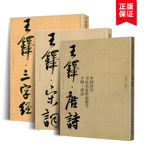 王铎三字经+宋词+唐诗（全三册 ）中国历代书法名家作品集字 字行书诗卷临摹教程楷行草毛笔书法作品字帖临摹王铎书法 主编江锦世