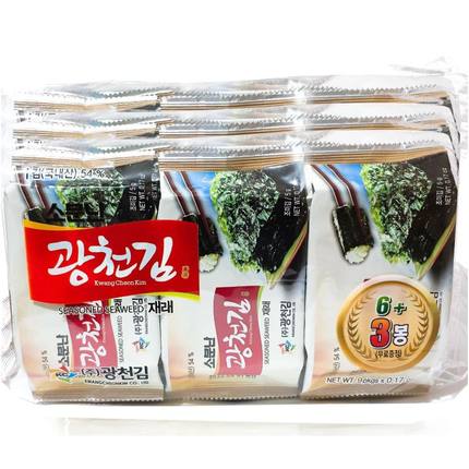 包邮整箱5g*90广川有名的海苔韩国进口即食紫菜包饭拌饭广泉9连包