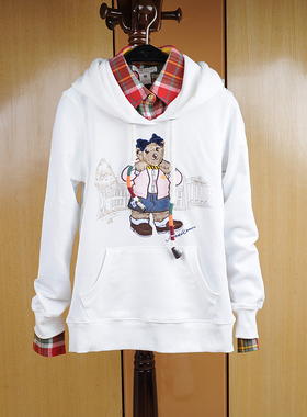 2018专柜 小熊维尼熊正品 领结图套头连帽卫衣5753268