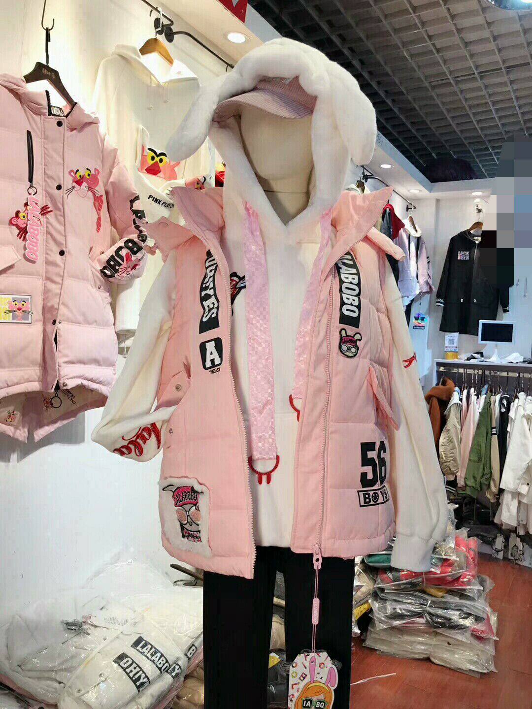2020冬LALABOBO正品兔耳朵连帽羽绒服 羽绒外套 马甲 马夹43674