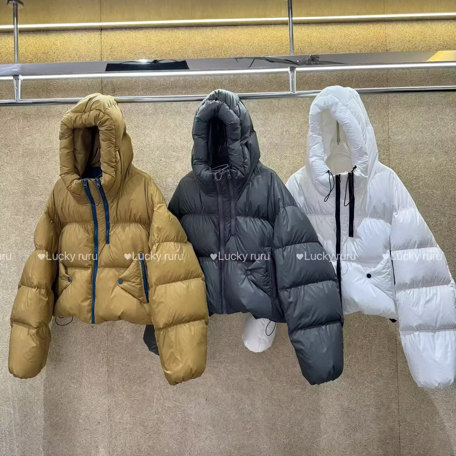 韩版短款连帽白鸭绒羽绒服