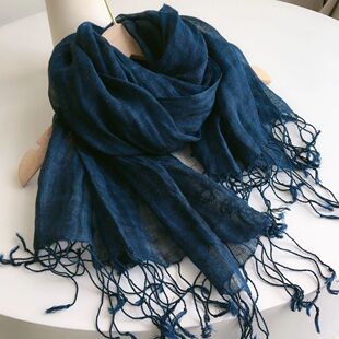 日系纯色简约薄款亚麻纯麻围巾春秋夏季防晒保暖披肩学生男女情侣