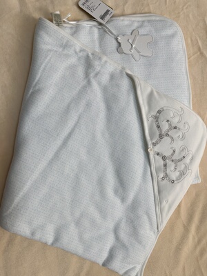 贺曼秋冬纯棉夹棉包被小被子男童女童蓝色婴儿宝宝新生儿优质系列