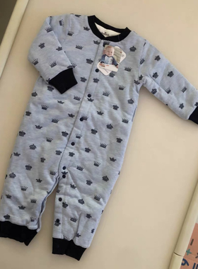 Hallmark贺曼宝宝男宝男孩男童小皇冠夹棉连体衣外出服80码90码