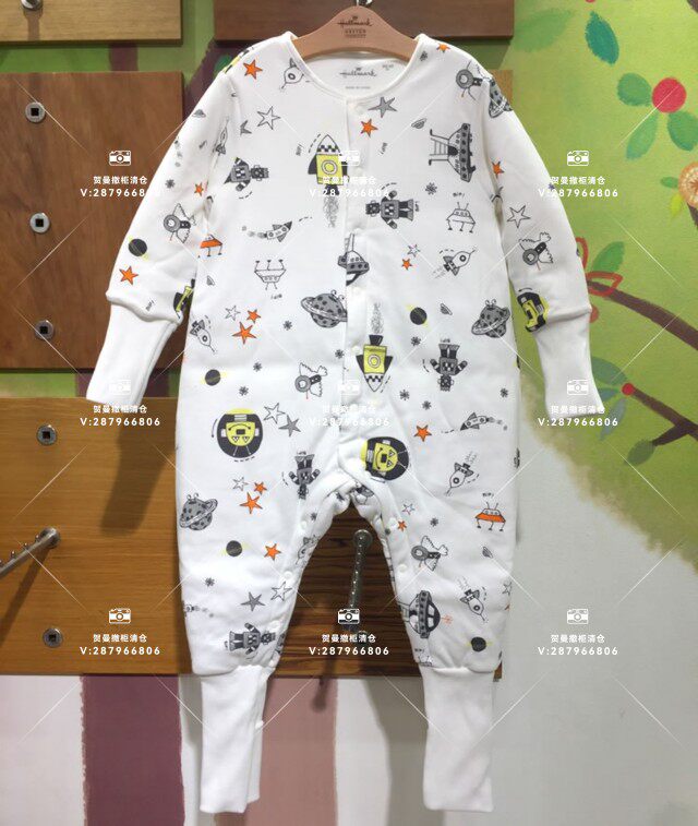 Hallmark贺曼男宝秋冬夹棉睡袋幼儿童防踢被有袖分腿睡袋机器人90