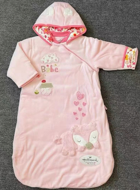 Hallmark贺曼女婴儿女宝宝长袖夹棉纯棉拉链睡袋防踢被73码立体图
